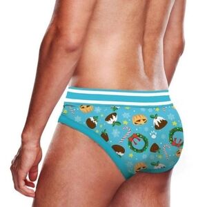 Festive Blue Men's Briefs Christmas Pudding